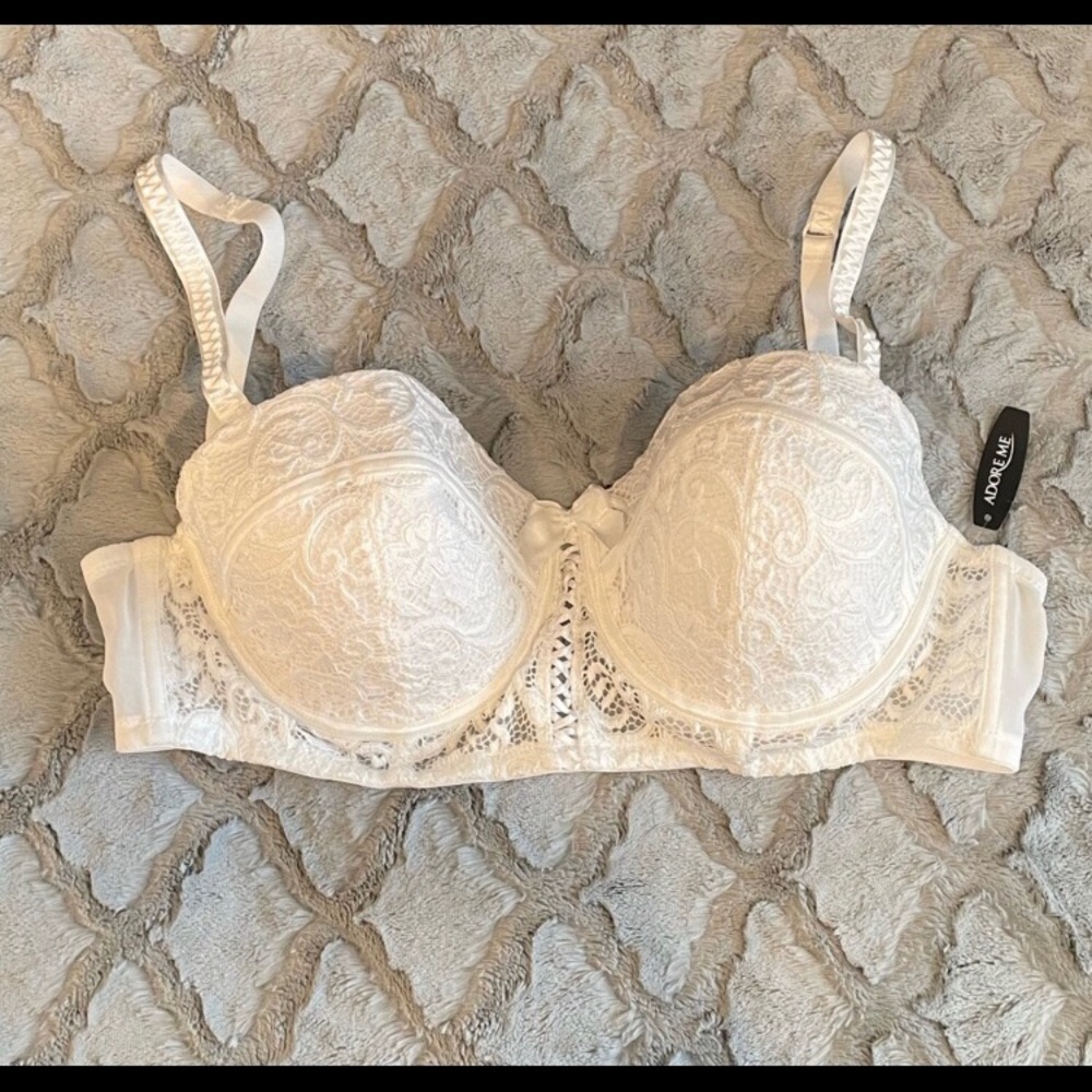 NWT Adore Me White Bustier Bra 34F